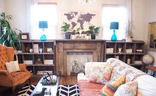 two Barrister Lane bookcases used to create built-in bookcase