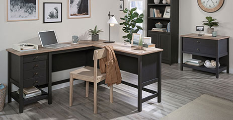 Sauder - Cottage Road L Desk - Raven Oak