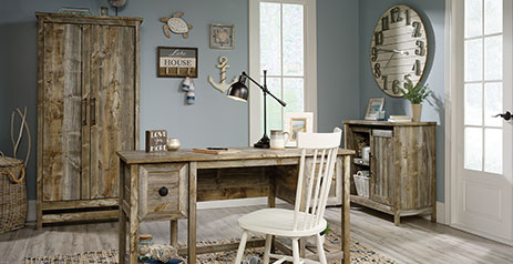 sauder granite trace desk in rustic cedar