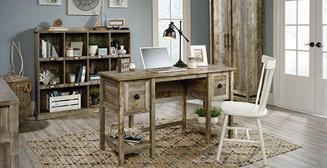 sauder granite trace desk in rustic cedar