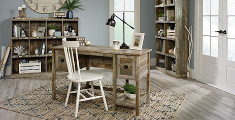 sauder granite trace desk in rustic cedar