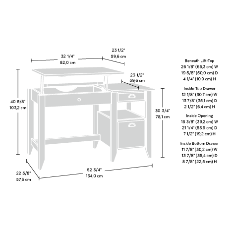 sauder shoal creek lift top desk