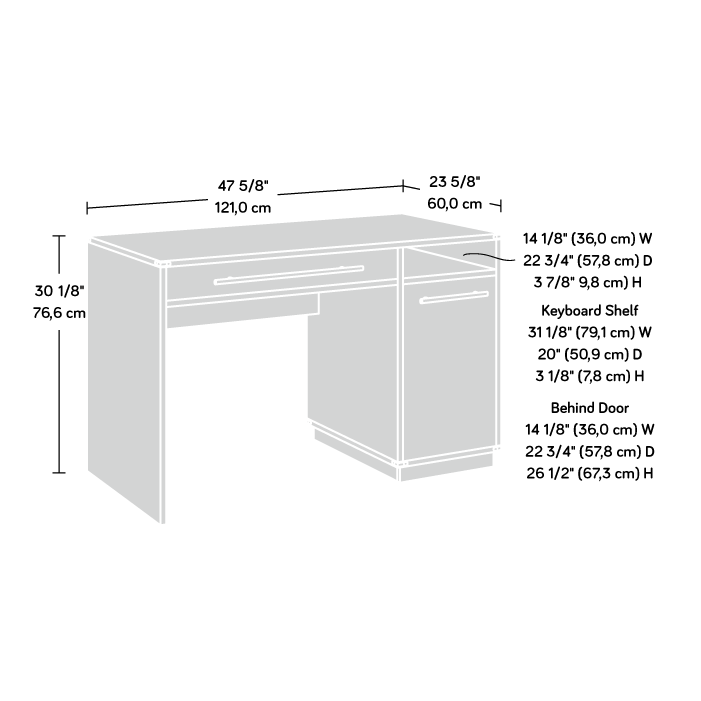 Vista Key Computer Desk With Storage Pearl Oak (425845) – Sauder