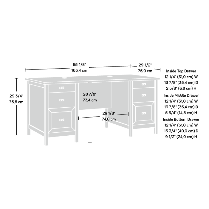 Cottage Road Executive Pedestal Desk White (430227) – Sauder