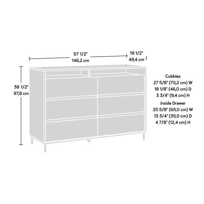 Acadia Way Modern 6-Drawer Dresser Raven Oak (430442) – Sauder