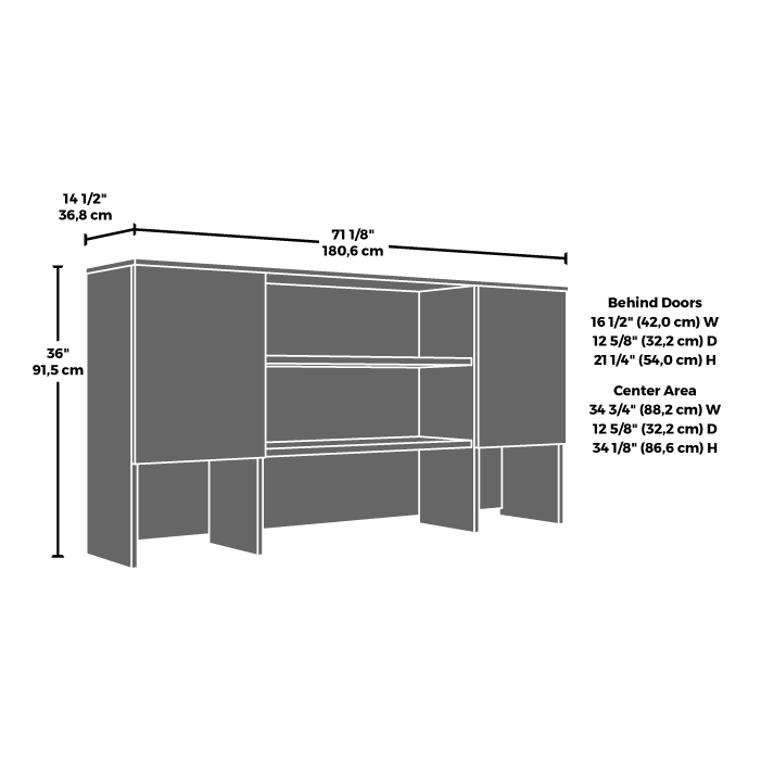 Affirm 72” Desk with Hutch Hudson Elm (431545) - Sauder