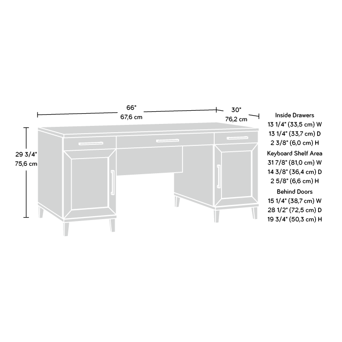 Tiffin Line Executive Desk Raven Oak (433226) – Sauder