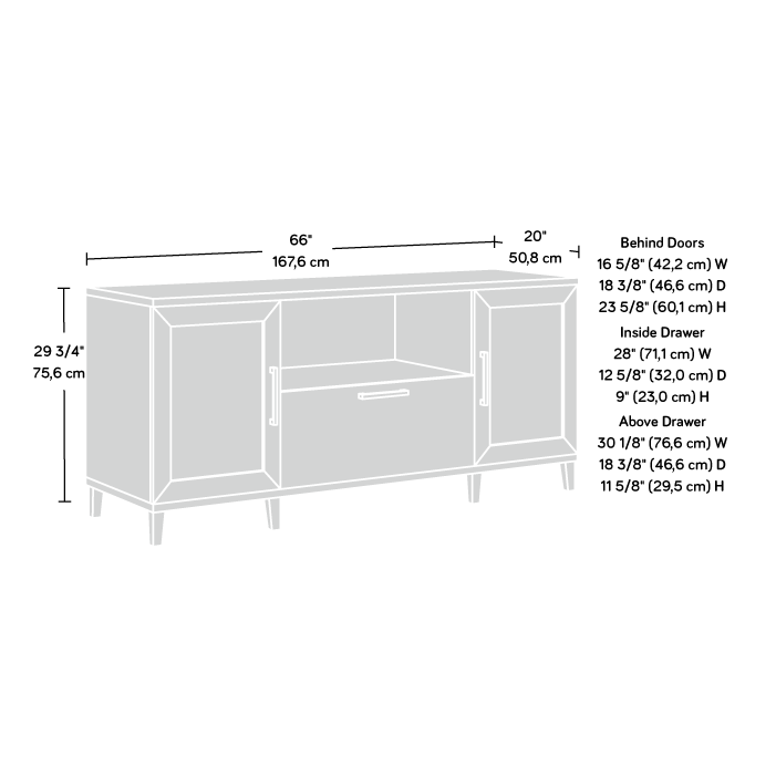 Tiffin Line Home Office Credenza Raven Oak (433265) – Sauder