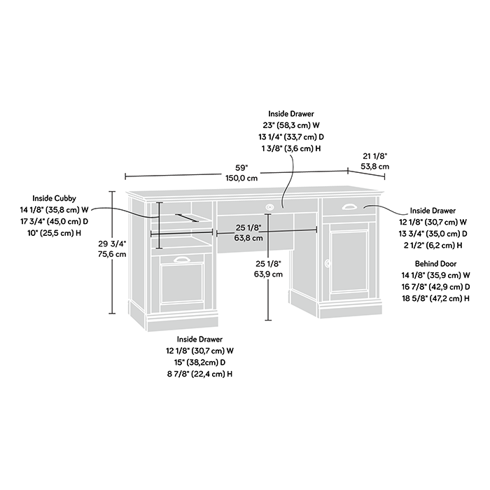 Barrister Lane Executive Desk White Plank (433357) – Sauder