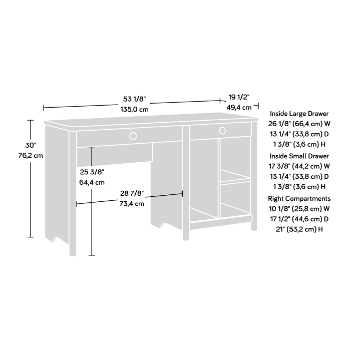 Dover Edge Computer Desk Denim Oak (433527) - Sauder