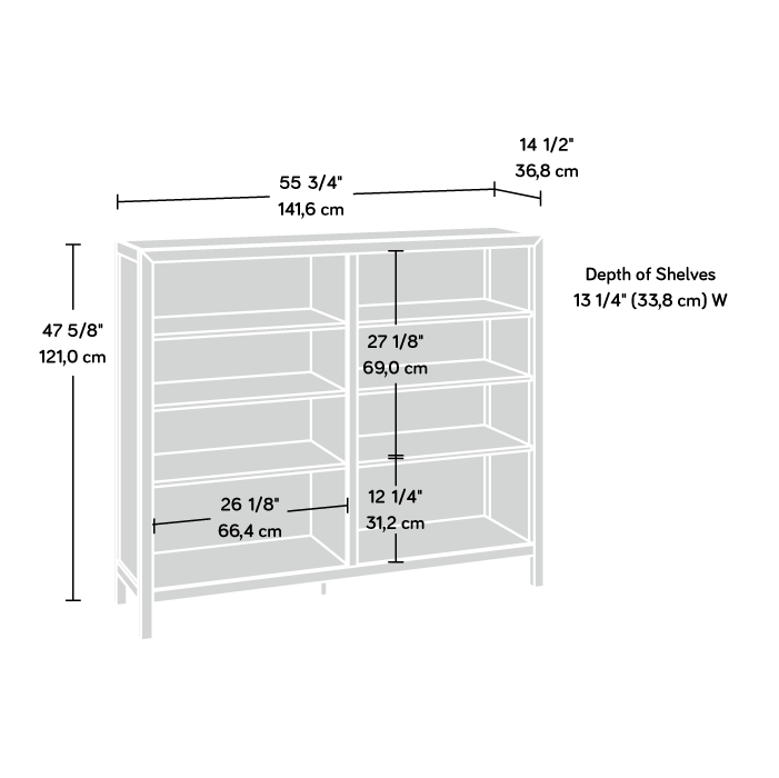 Pacific View Cubby Storage Bookcase Prime Oak (433566) – Sauder