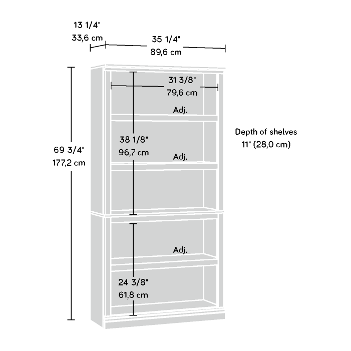 Sauder Select 5-Shelf Bookcase Laurel Oak (434823) – Sauder