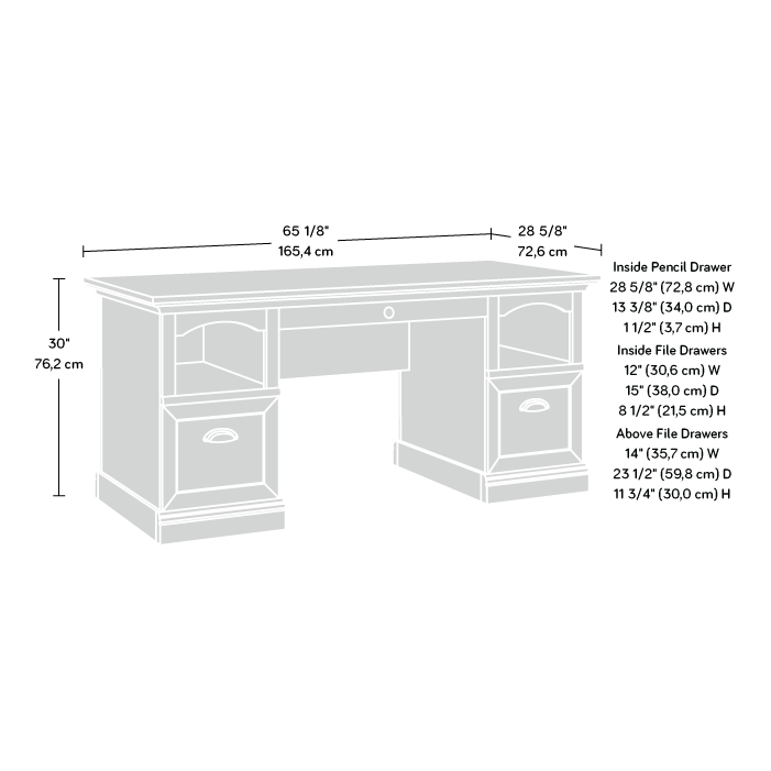 Sonnet Springs Executive Pedestal Desk Pebble Pine (434922) – Sauder