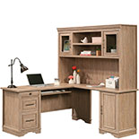 L-Shaped Desk & Hutch Bundle in Brushed Oak 443703