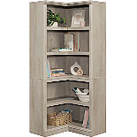 5-Shelf Corner Bookcase in Chalked Chestnut 444768