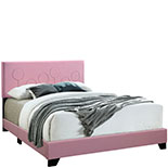 All-in-One Upholstered Queen Bed in Pink 557394