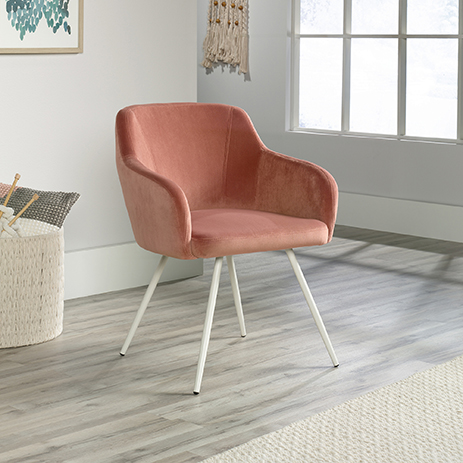 salmon pink velvet chair