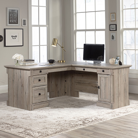 Palladia L-Shaped Home Office Desk Split Oak (424811) – Sauder