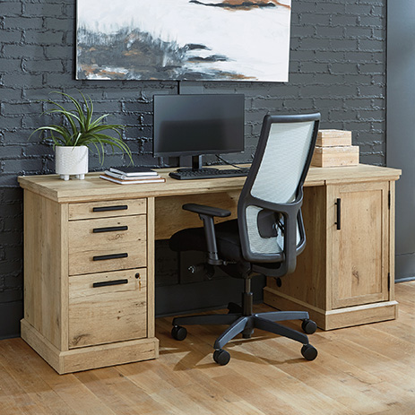 oak credenza desk