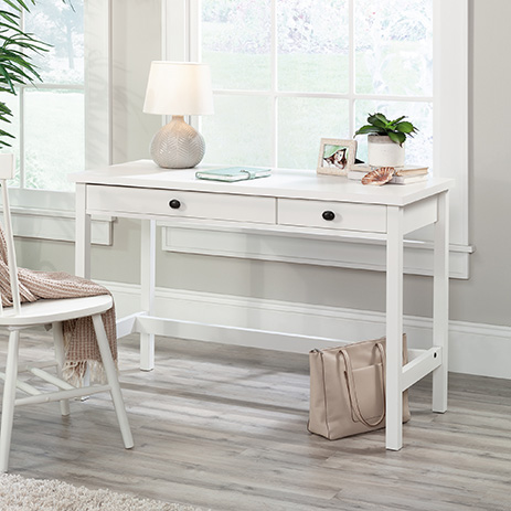 white rustic desk with drawers